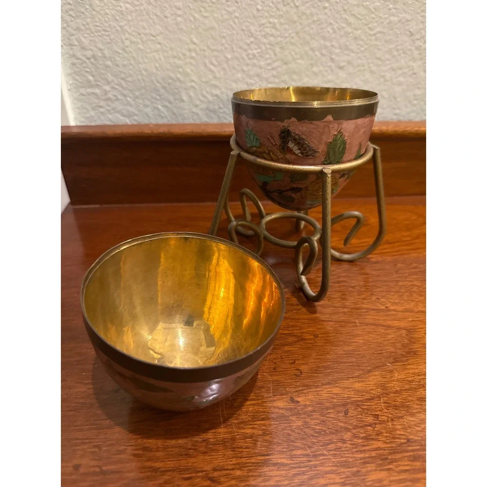 Enamel‎ Painted Large Brass Egg Trinket Box with Stand 8